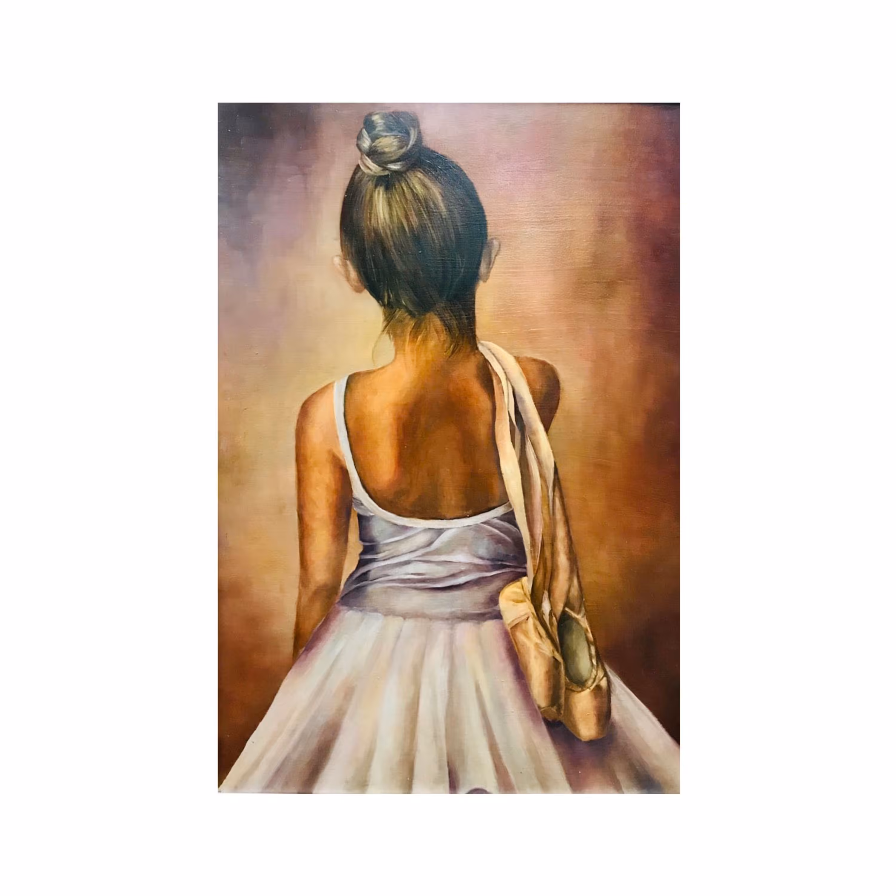تابلو نقاشی دختر بالرین  تکنیک رنگ روغن  سایز 50 در 70 سانتیمتر