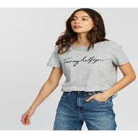 تی شرت خاکستری زنانه یقه خدمه Tommy Hilfiger