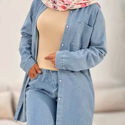 مانتو اسپرت زنانه جین مدل آسمان