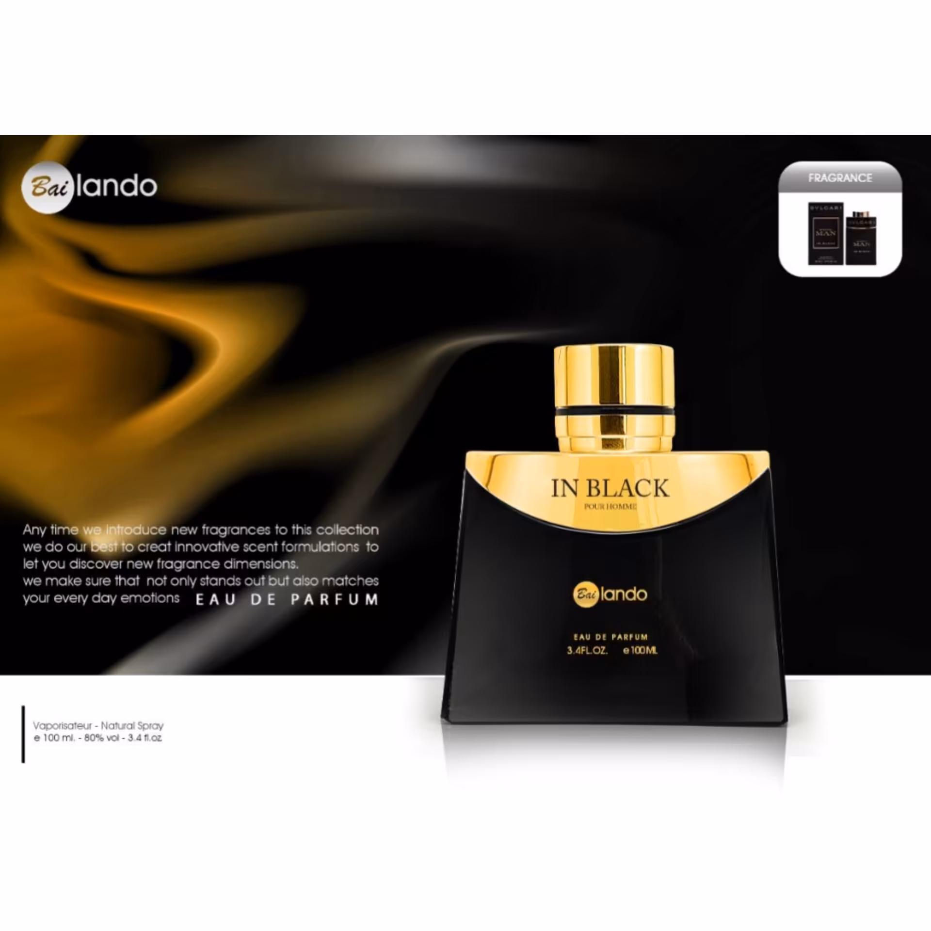ادکلن زنانه بایلندو مدل این بلک Bailando In Black حجم 100ml   ادکلن بایلندو مدل این بلک   ادکلن این بلک   ادکلن بایلندو 