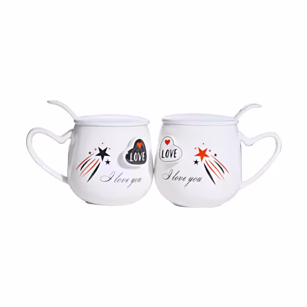 لیوان دوقلو سرامیکی سفید