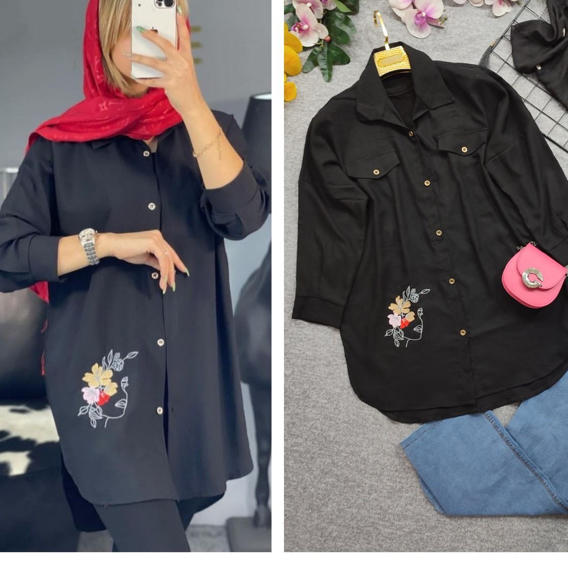 شومیزمانتویی شیک وگلدوزی شده ارساااال رایگان اول موجودی بعدثبت سفارش 