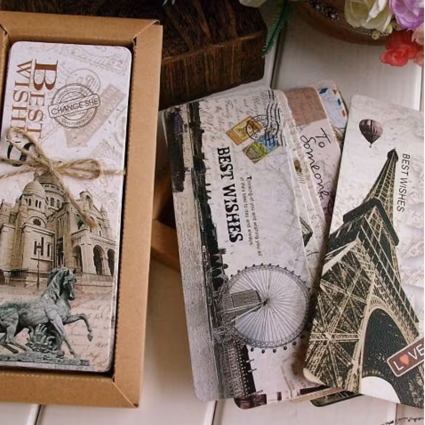 بوک مارک کاغذی در 30 طرح سری پاریس.        نشان گذار  کتاب کاغذی طرح پاریس