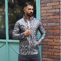 کاپشن چرم مردانه طوسی مدل Peyton
