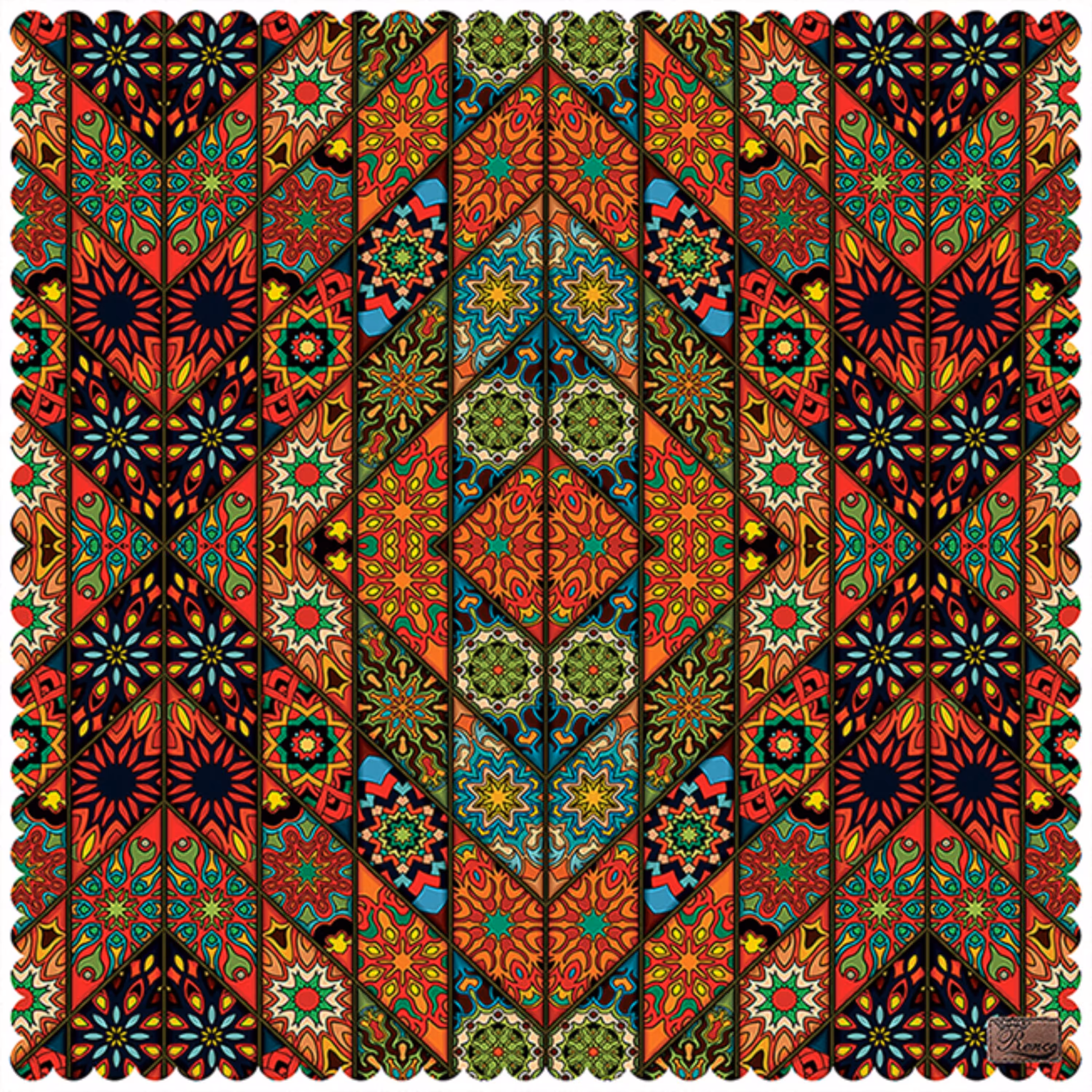 رومیزی مخمل طرح سنتی سایز 140 در 140 مدل T7-542 شرکت رنس