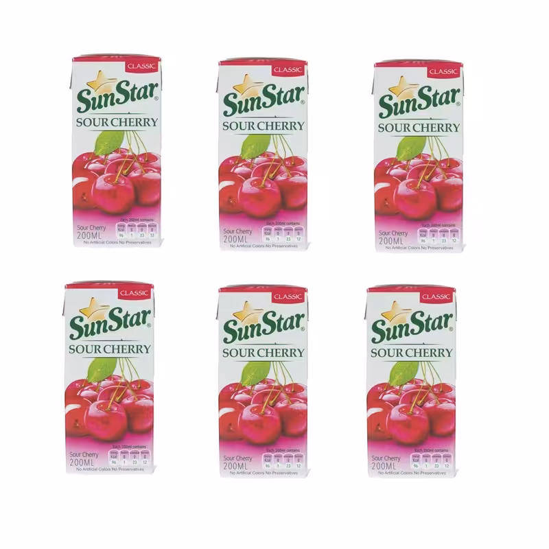 نوشیدنی آلبالو سان استار - 0.2 لیتر  بسته 6 عددی