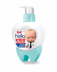 خمیر دندان پمپی کودک هلو فرش Hello Fresh طرح بچه رییس با طعم بلوبری 250 گرم
