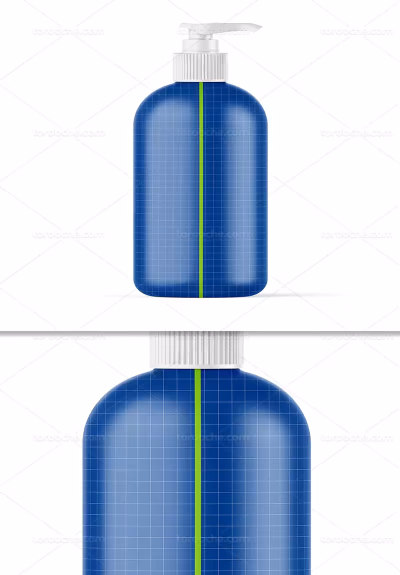 موکاپ بطری مایع دستشویی پمپی | گرافیک با طعم تربچه