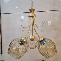 آویز حبابدار مدل خوشه ای طلایی سرپیچ بزرگ 3شعله
