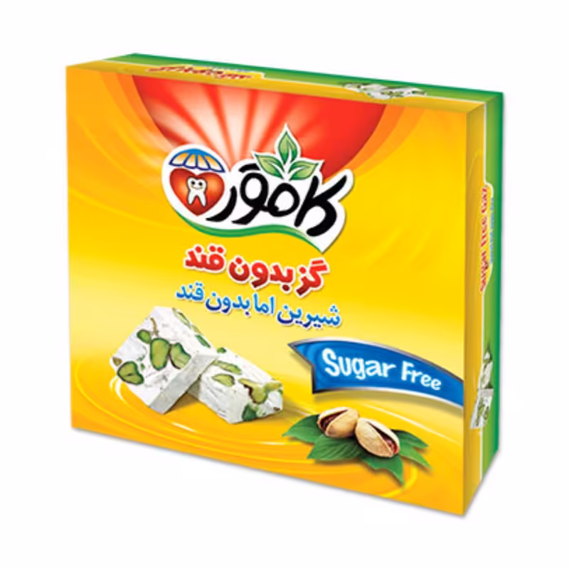 گز رژیمی مخلوط پسته و بادام بدون قند کامور - 230 گرم