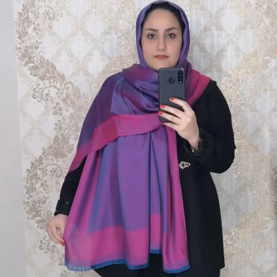 شال نخی بامبو دورو بنفش صورتی