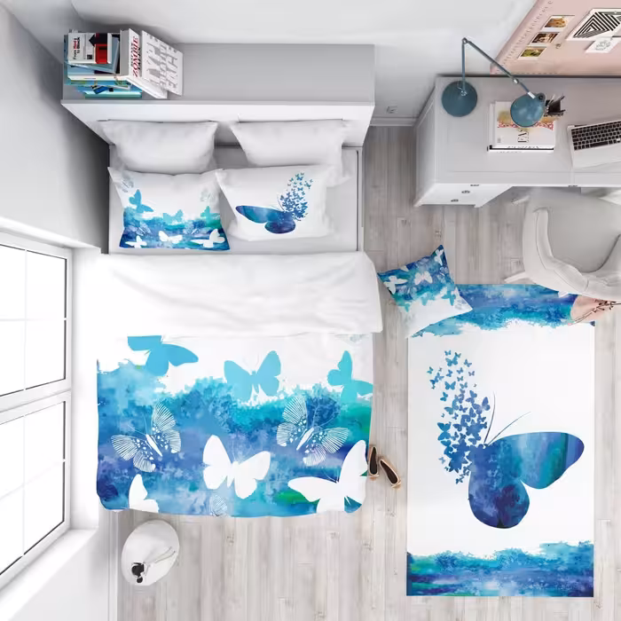 ست روتختی پروانه جنس میکرو باضمانت چاپ و شستشو قابل شفارش در طرح و رنگ دلخواه