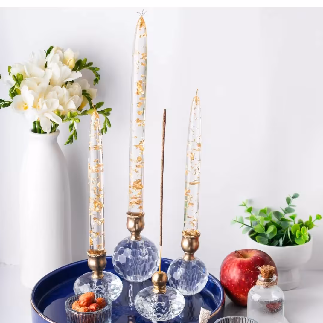 شمع کریستال طلایی ونقره ای 30 و20 سانت