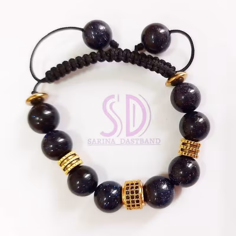 دستبند سنگ دلربا سورمه ای با نگین سواروسکی