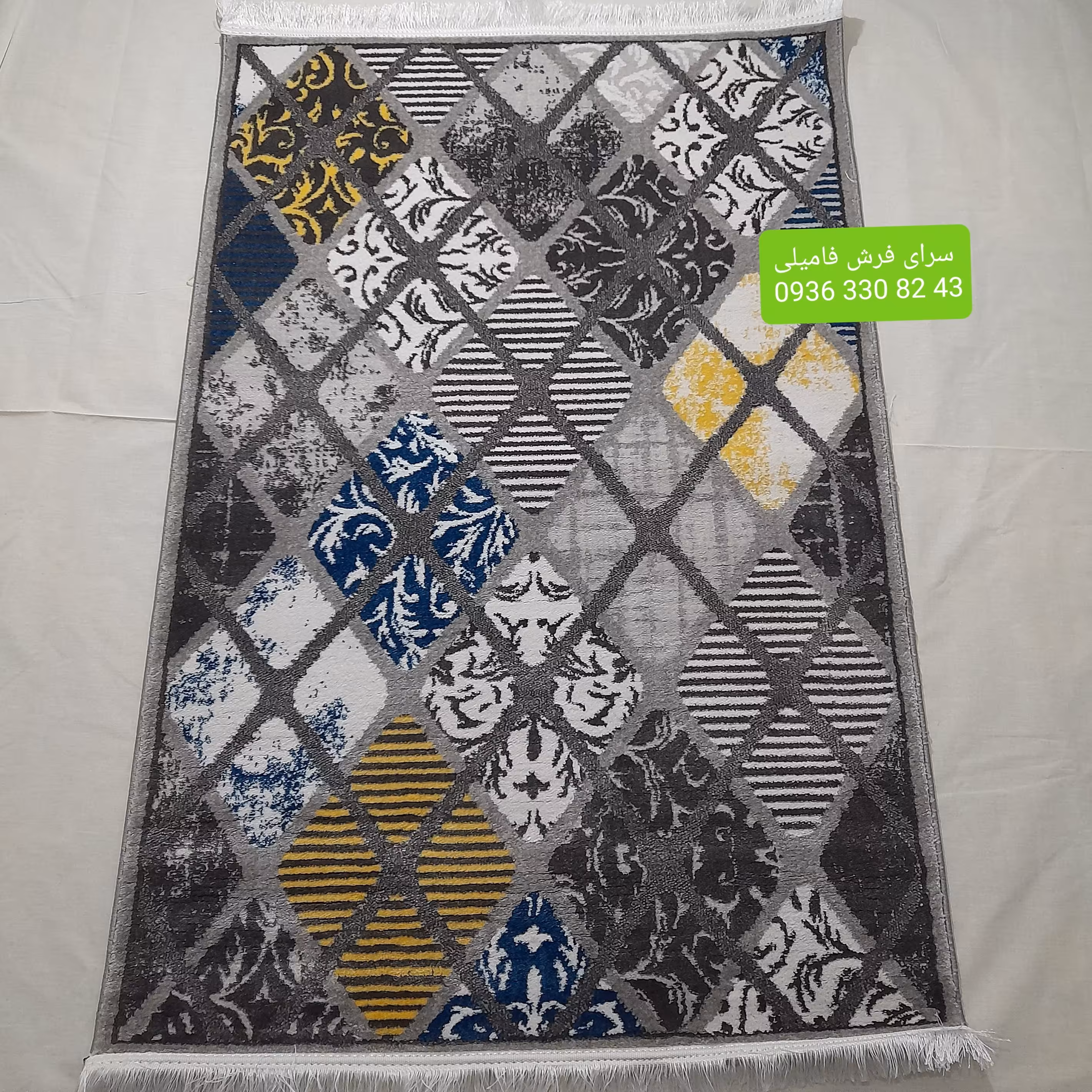 فرش فانتزی طرح جدید4متری رنگ طوسی مناسب اشپزخانه و اتاق کد210