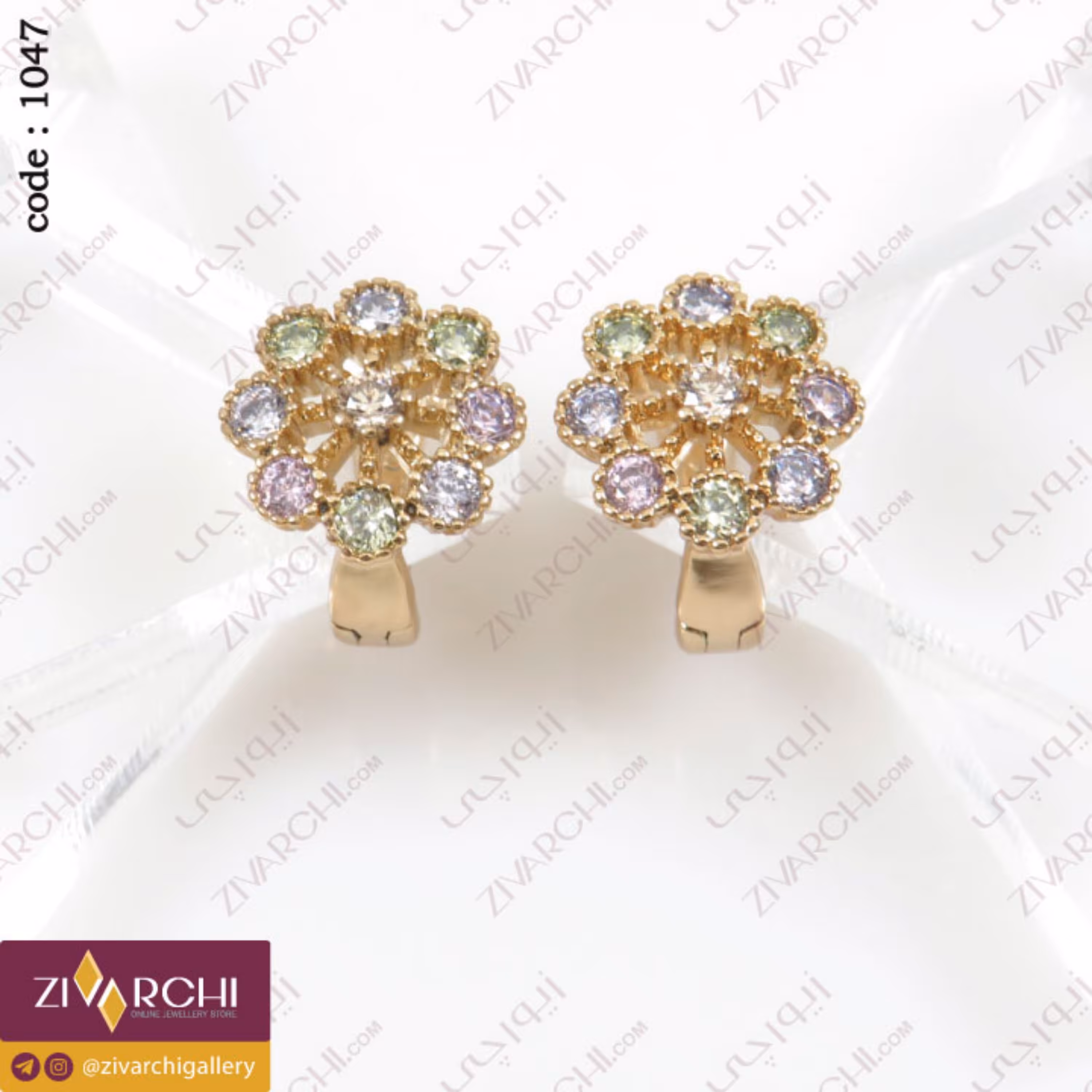 گوشواره چفتی ژوپینگ (طرح گل) 1047