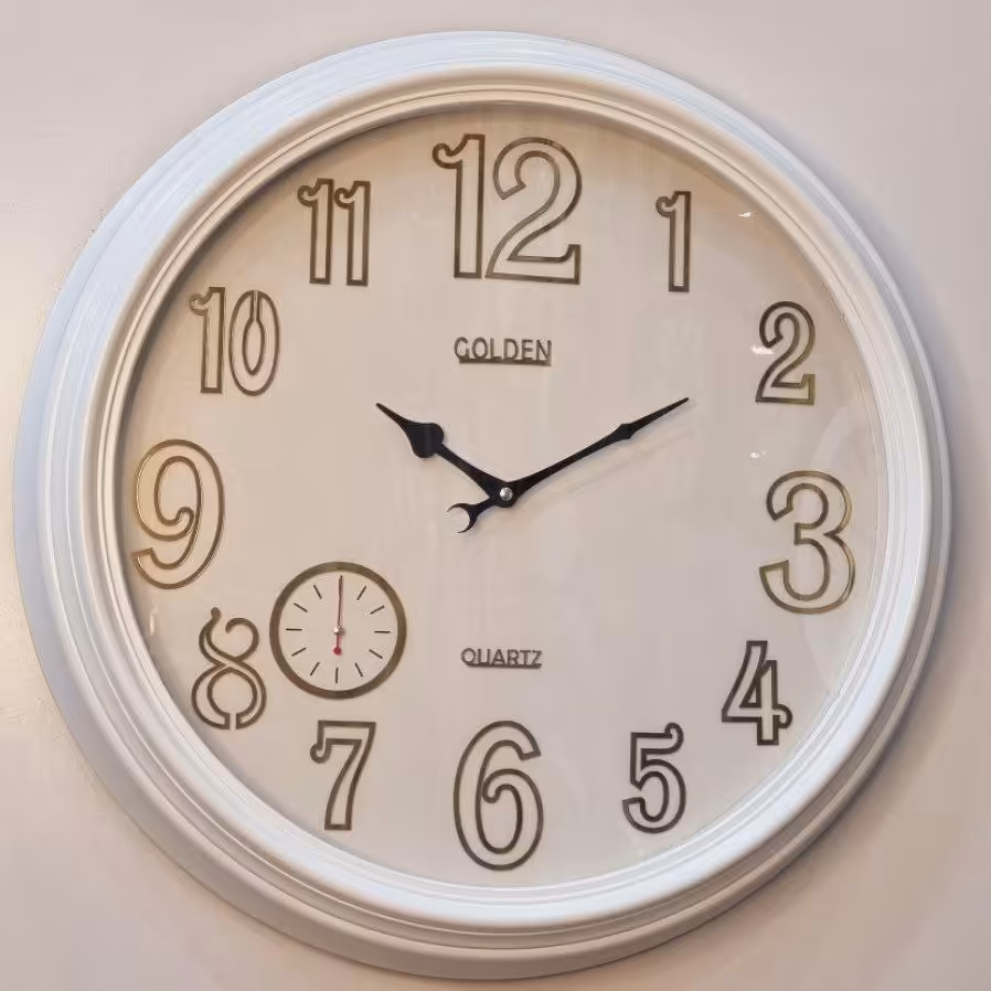 ساعت دیواری گلدن
مدل گلدن
رنگ سفید 
دو موتوره
ضمانت 3 ساله موتور