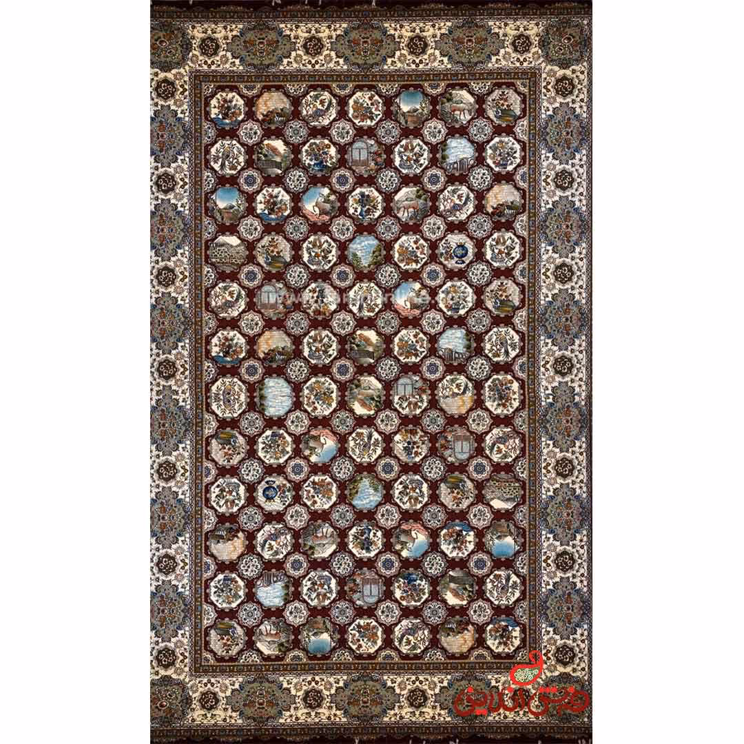 فرش ماشینی شاهکار صفویه 5152 قرمز