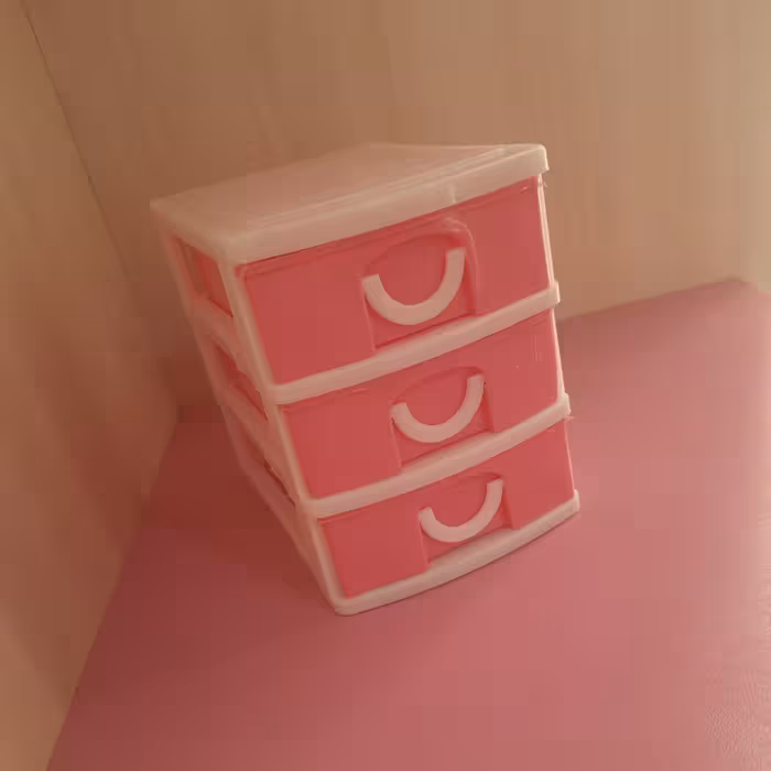 مینی دراور فایل کشویی سه طبقه فانتزی دکوری صورتی