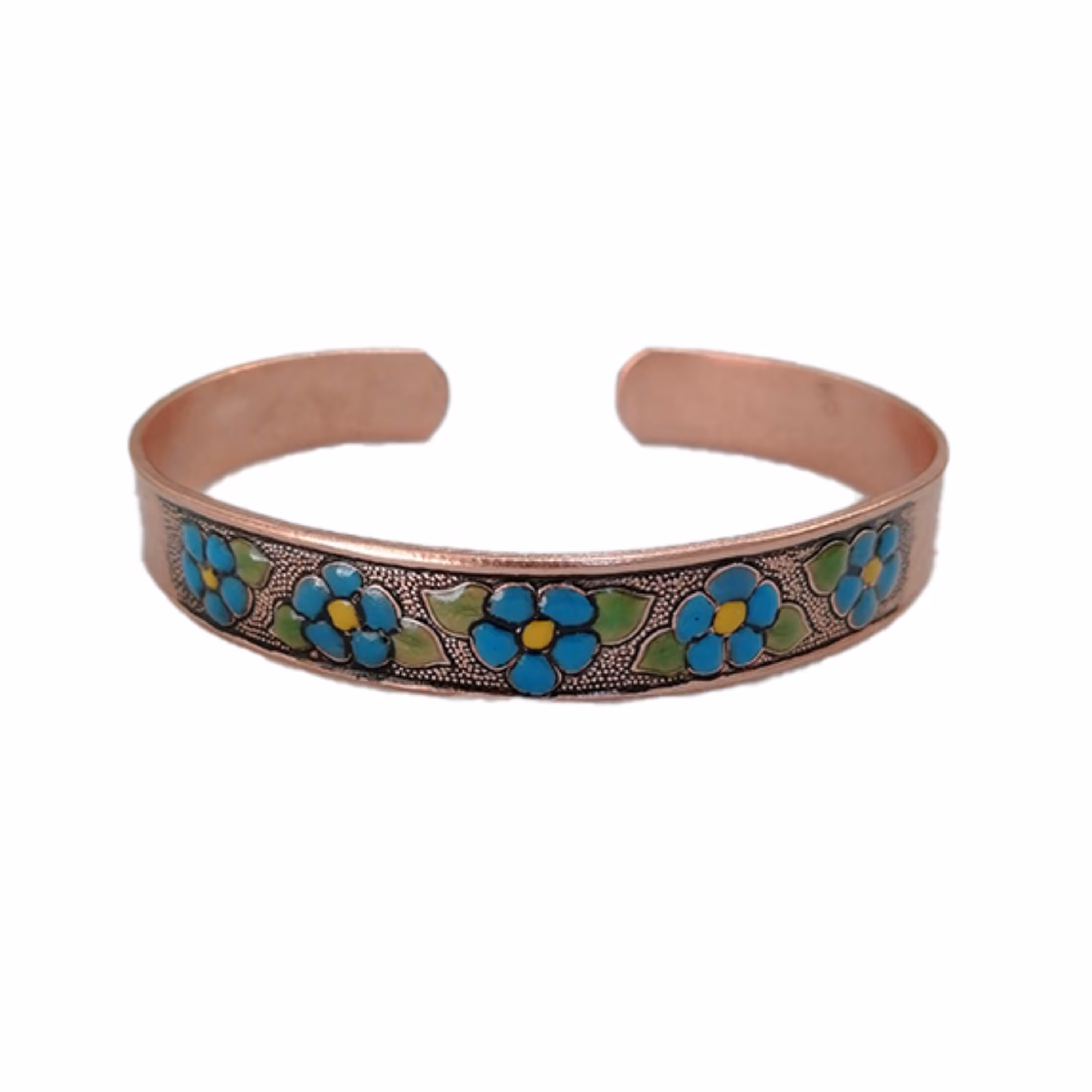 دستبند مسی پنج گل آبی کد JW193