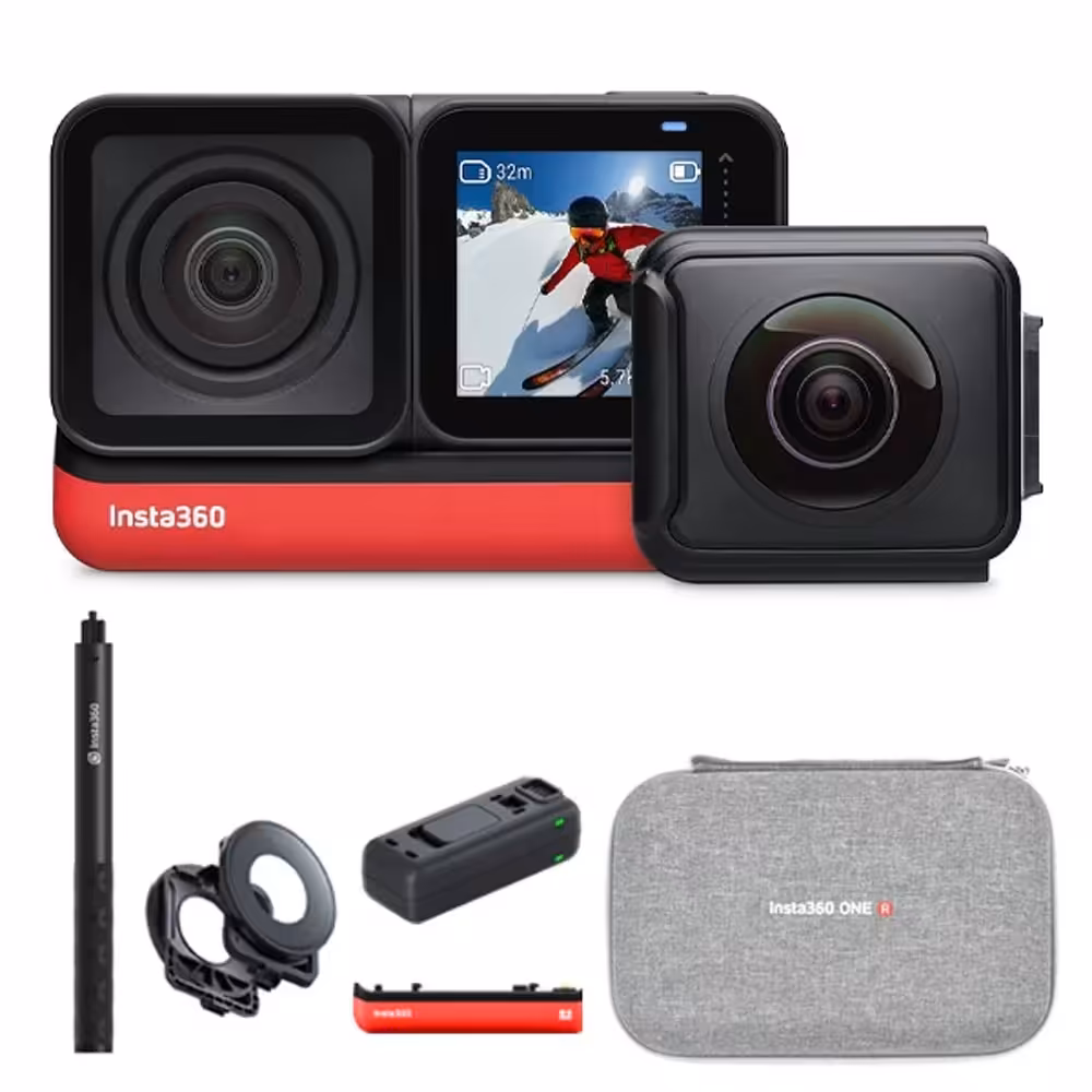 کیت دوربین360 اینستا twin edition:منوپاد 120،کیف،باتری،شارژر دوتایی فست،محافظ لنز 360 درجه