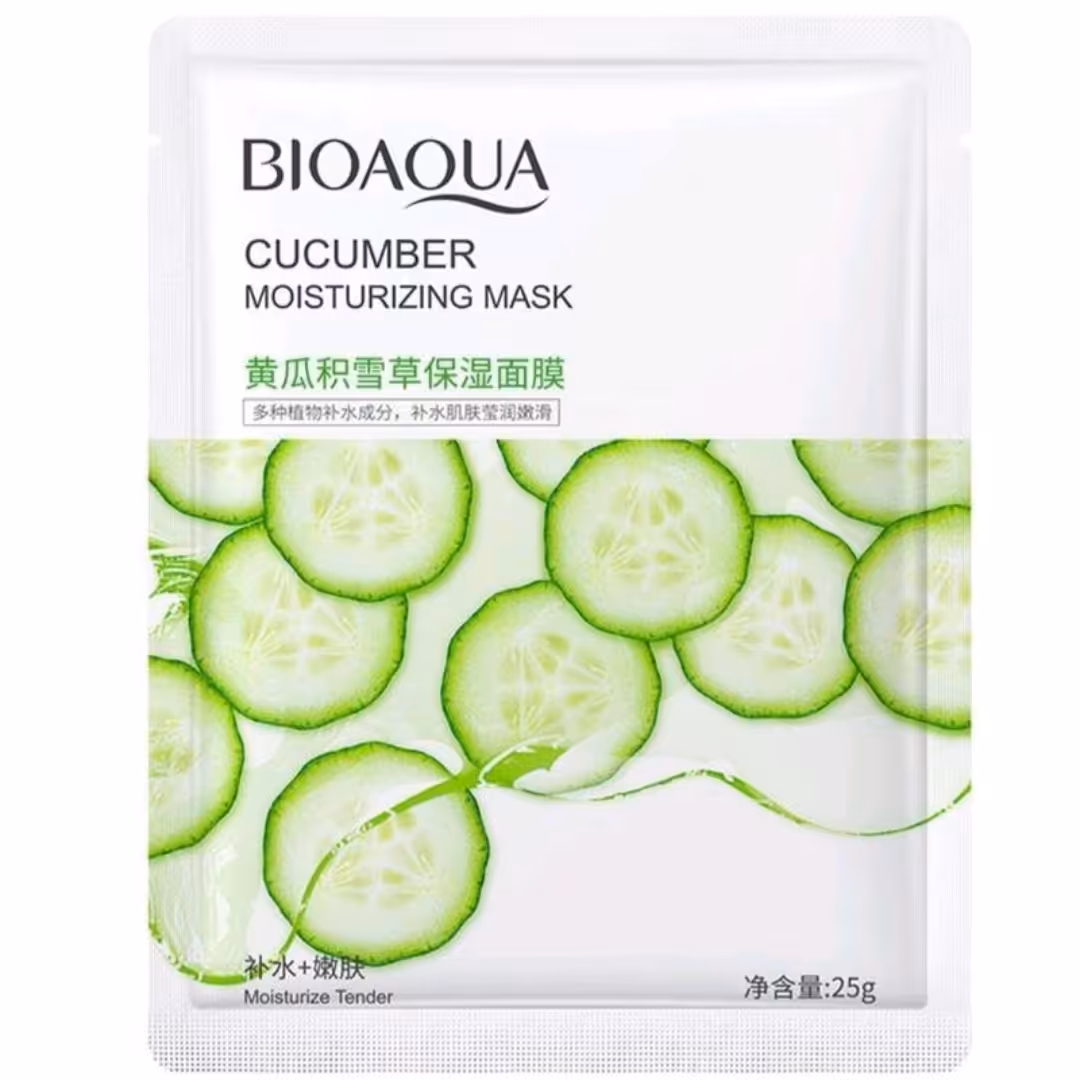 ماسک ورقه ای خیار بیوآکوا وزن 25گرم مناسب برای انواع پوست 