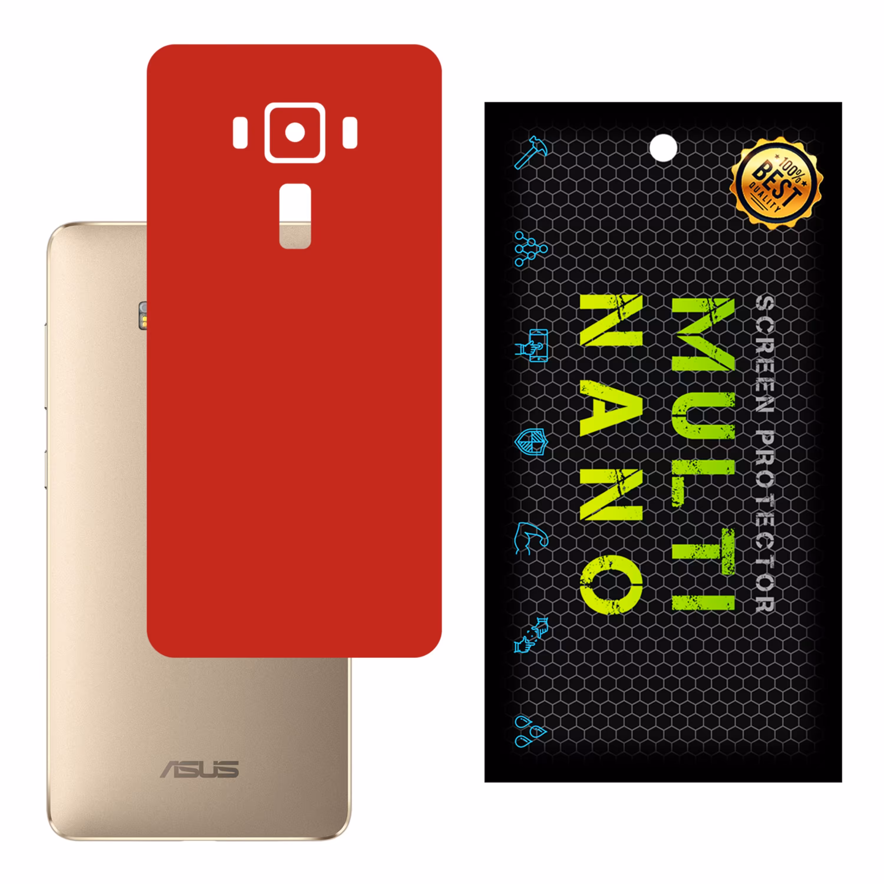 برچسب پوششی MultiNano مدل X-F1M-Red برای پشت موبایل ایسوس Zenfone 3 Deluxe  5-7