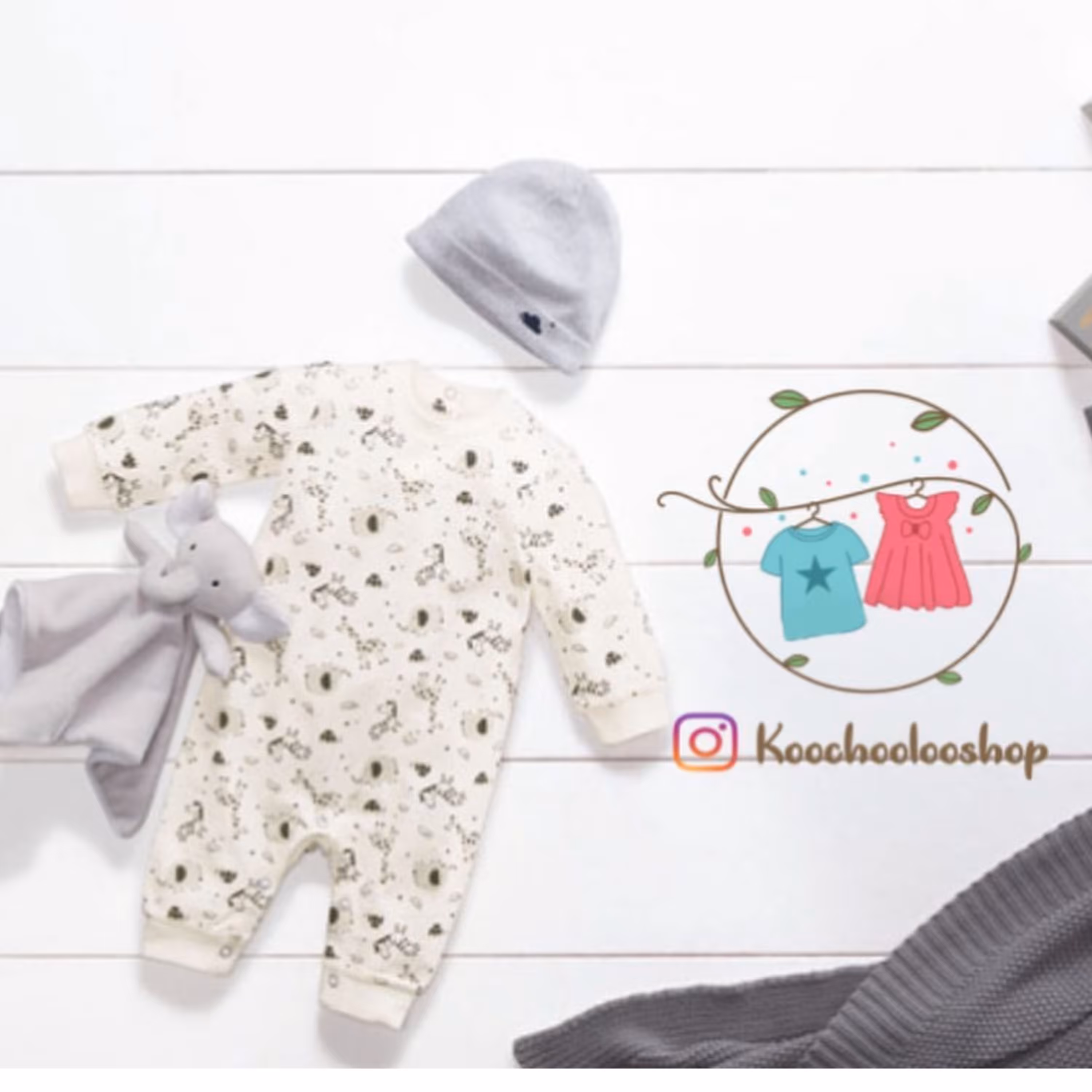 ست سه تکه بادی و کلاه و حوله آب دهان گیر صفر تا دوماه لوپیلو  صد درصد نخ پنبه