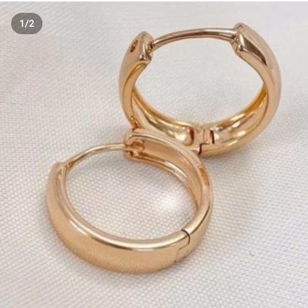 گوشواره حلقه ای استیل ژوپینگ آبکاری طلا رنگ ثابت 