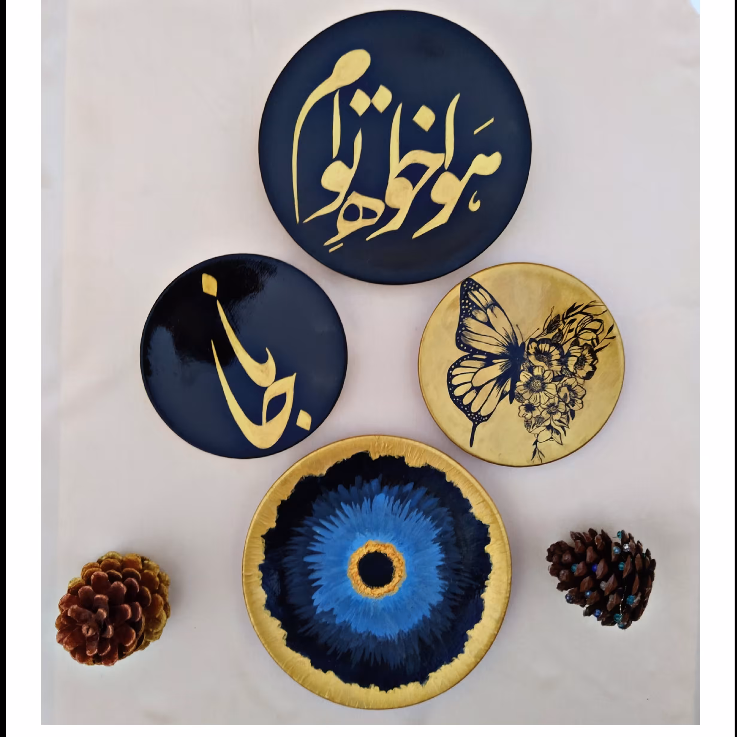 دیوارکوب (بشقاب دیواری) طرح چشم نظر و طرح شعر هواخواه توام جانا مناسب برای دکور و هدیه دادن