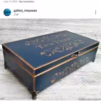 جعبه چوبی  تی بگ رنگ سرمه ای  طراحی شده با دست و رنگ ثابت قابل تمیز کردن با دستمال مرطوب