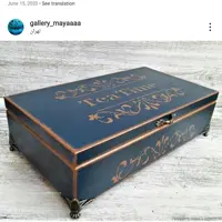 جعبه چوبی  تی بگ رنگ سرمه ای  طراحی شده با دست و رنگ ثابت قابل تمیز کردن با دستمال مرطوب