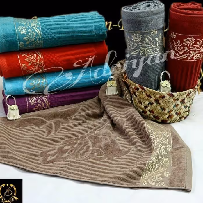 حوله حمامی ابریشم طرح زنبق