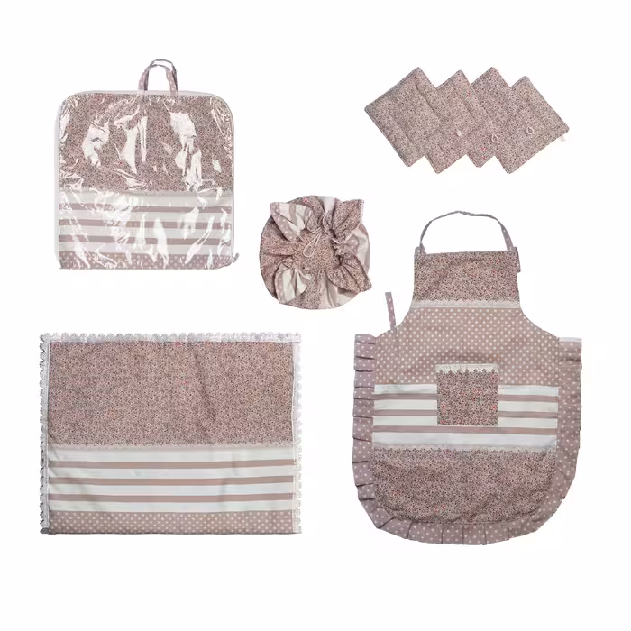 سرویس پارچه ای آشپزخانه 8 پارچه کالباسی گل ریز