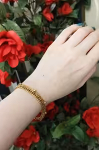 دستبند استیل دولاین کارتیر و زنجیر توپی