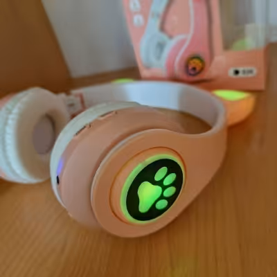 هندزفری،هدفون مدل گربه ای دارای نور RGB بچه گانه