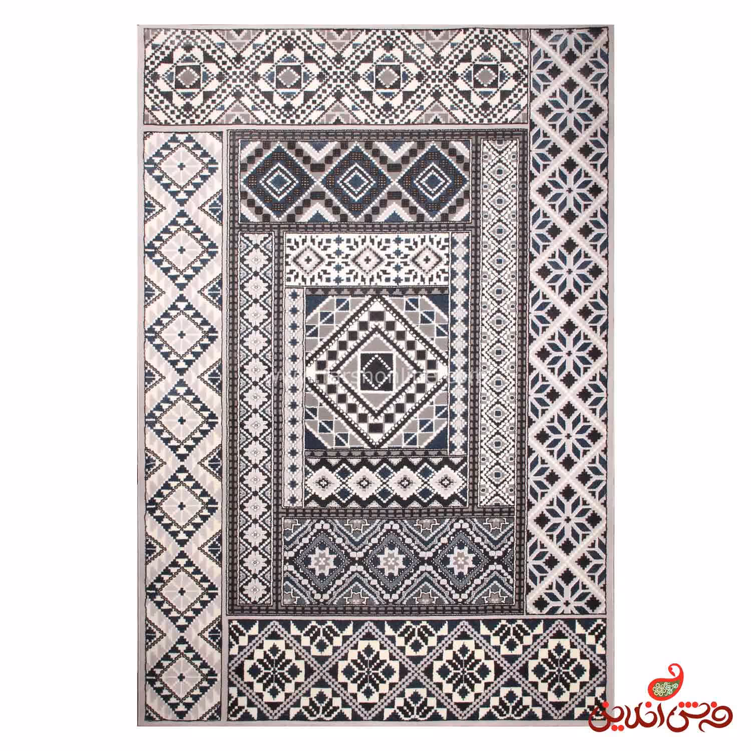 فرش ساوین کد 8004 نقره ای روشن