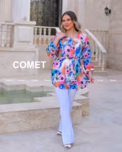 تونیک طرحدار کرپ مدل هلن