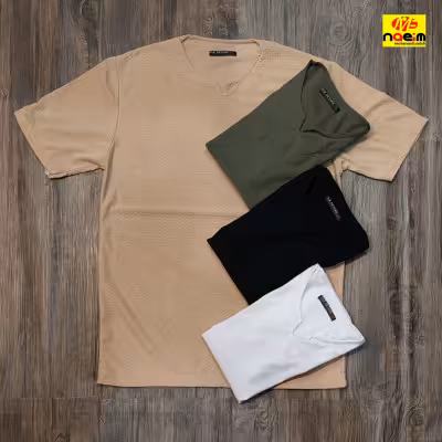 تیشرت یقه کوبایی مردانه پارچه کنفی تک رنگ سایز xxl و xxxl