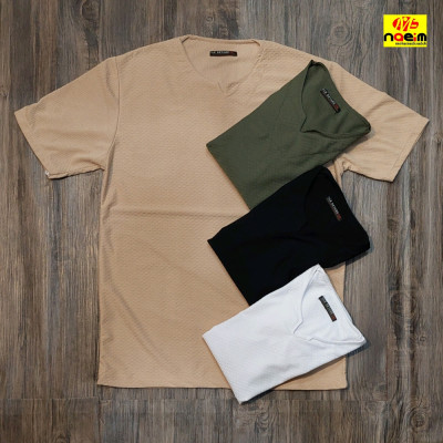 تیشرت یقه کوبایی مردانه پارچه کنفی تک رنگ سایز xxl و xxxl