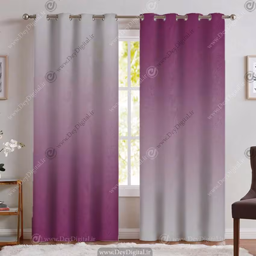 پرده پانچی ساده و شیک اسپرت رنگی بنفش طوسی PK-5232
