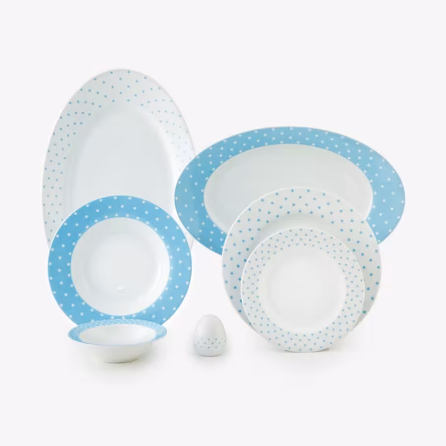 سرویس غذاخوری ایتالیا اف اسپاتی آبی 28 پارچه چینی زرین