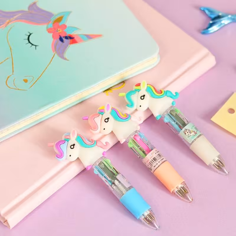 بسته 3 عددی خودکار یونیکورن چهار رنگ