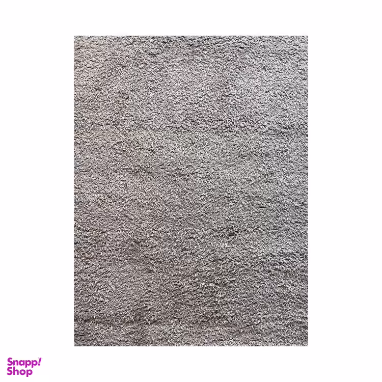 فرش ماشینی مدل شگی فلوکاتی طرح پرز بلند رنگ زمینه طوسی