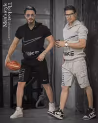 ست هودی شلوارک کتان اسپرت رنگ طوسی