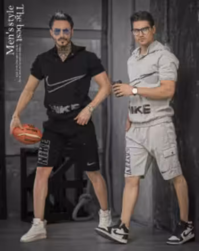 ست هودی شلوارک کتان اسپرت رنگ طوسی