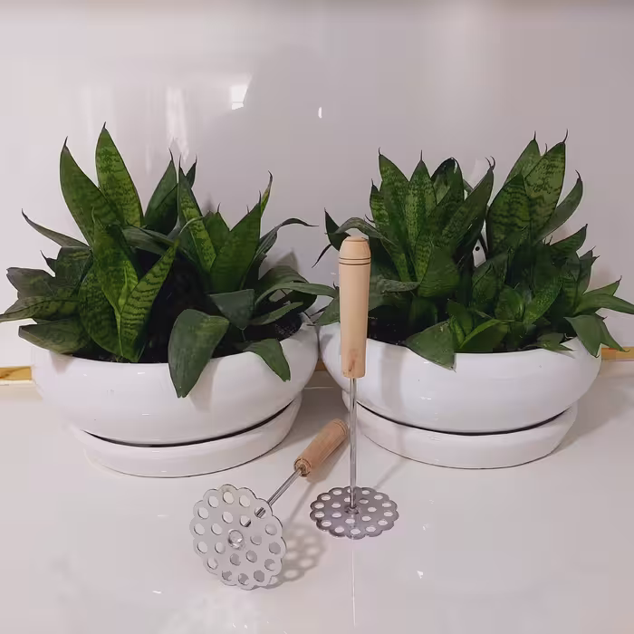 پوره کن سیب زمینی و میوه جات و غذای کودک طرح گل دسته چوبی جنس چوب بامبو لطفا قبل از سفارش موجودی بگیرید 