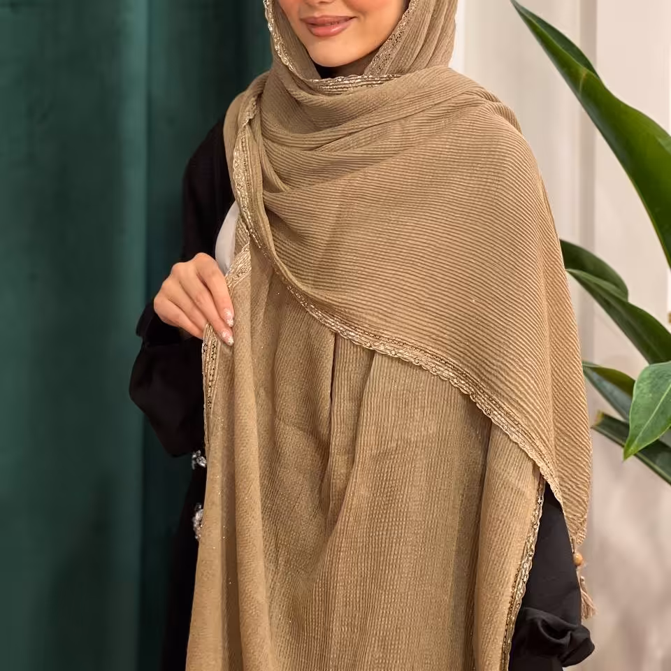 شال پلیسه دانتل شاین دار 4 کد 61188