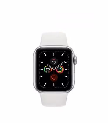 ساعت هوشمند اپل واچ سری 5 مدل Silver Aluminium Case with White Sport Band 44mm