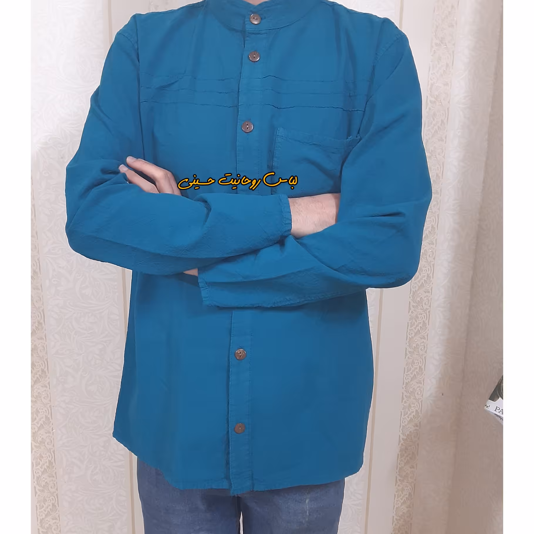 پیراهن الیافی طبیعی تمام دکمه در سایز و رنگ های مختلف